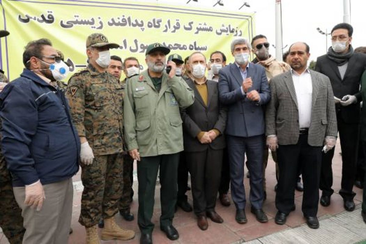 رزمایش پدافند زیستی و بیولوژیک از میدان صادقیه تا بزرگراه یادگارامام (ره)ب