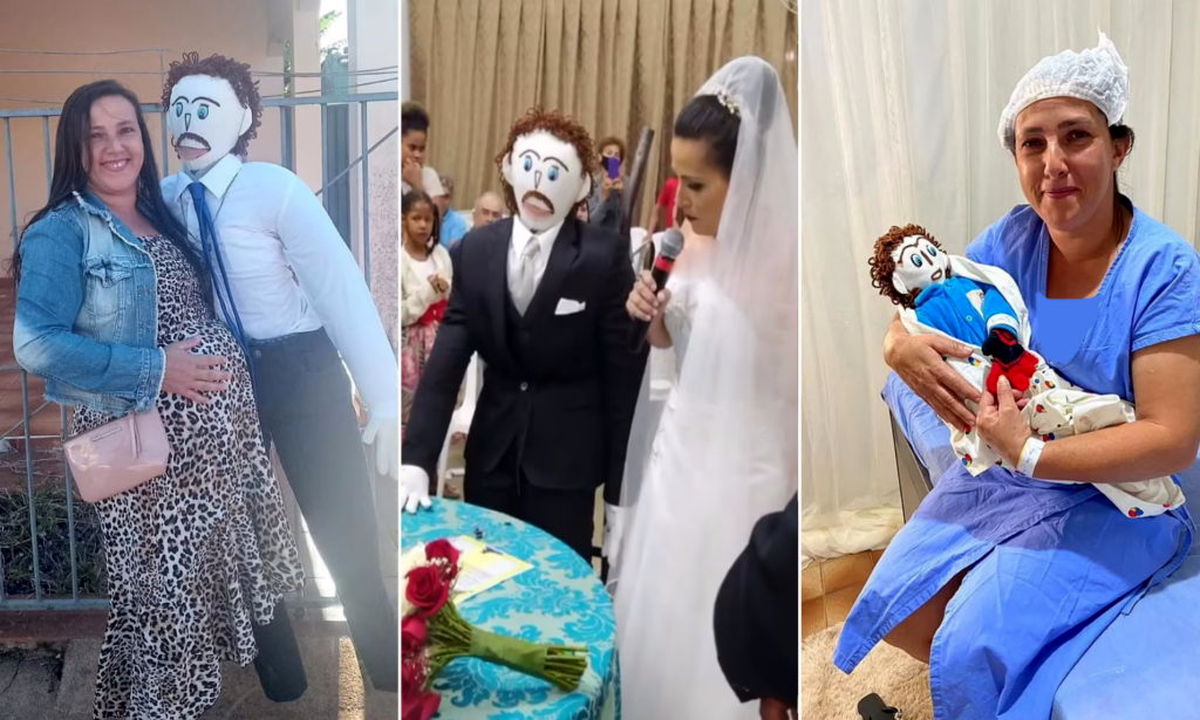 زنی که با یک عروسک پارچه‌ای ازدواج کرده بود، بچه دار شد! +تصاویر