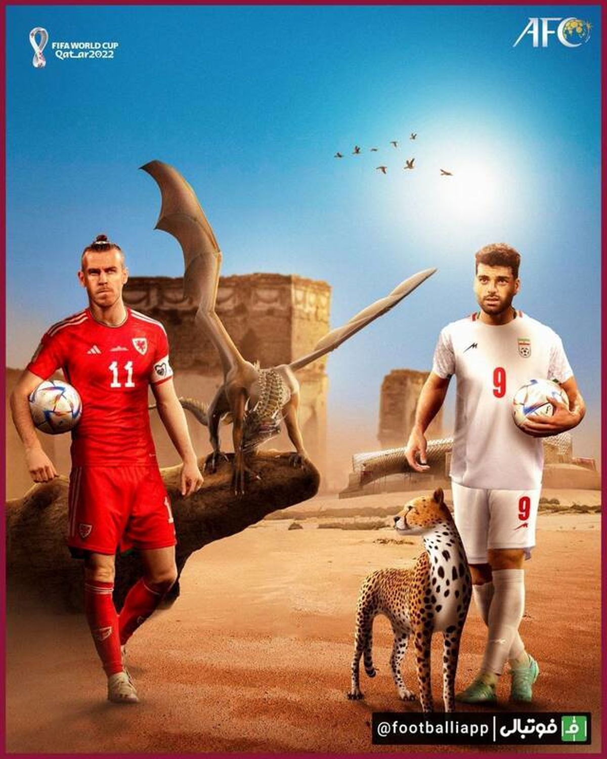 پوستر رسمی AFC برای بازی ایران و ولز