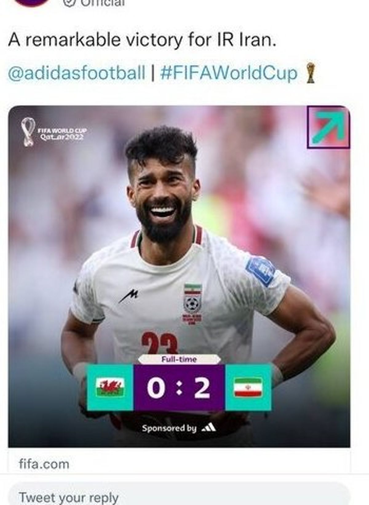 واکنش فیفا به برد ارزشمند ایران مقابل ولز