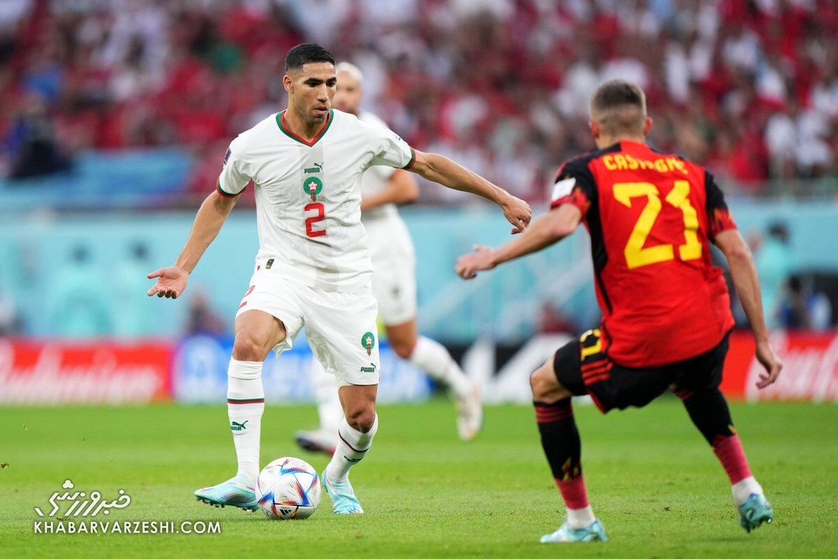 ثبت لحظه عاشقانه در بازی مراکش و بلژیک